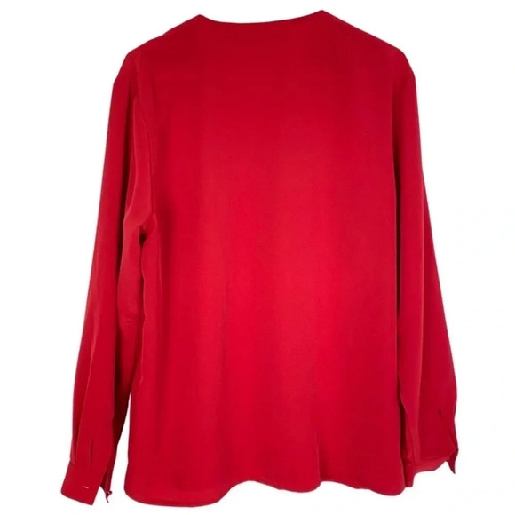 Vintage 80s 90s Embroidered Button Down Blouse Womens Size 14 XL Red Shirt Top - Picture 2 of 12